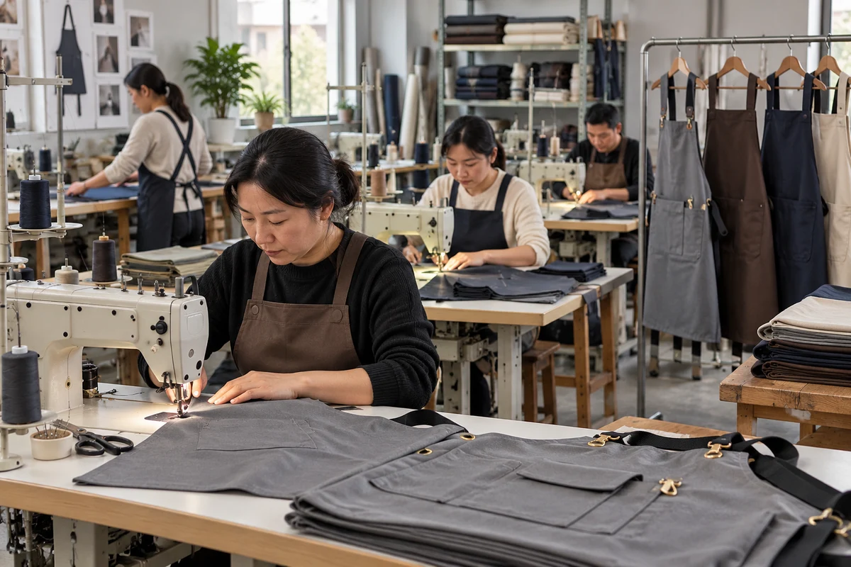 AI-generated illustration of an apron sewing workshop.